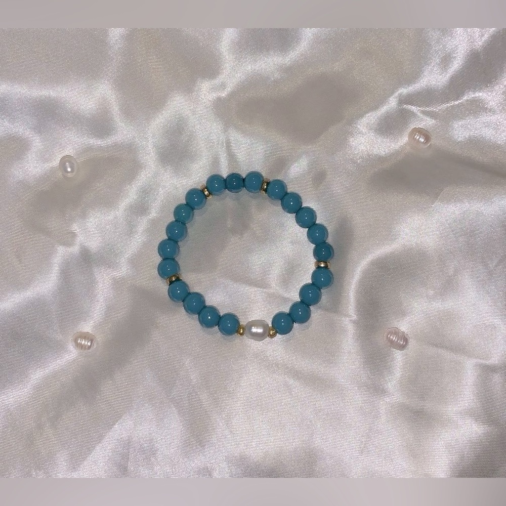 Blue and Gold Beaded Bracelet Jewelry